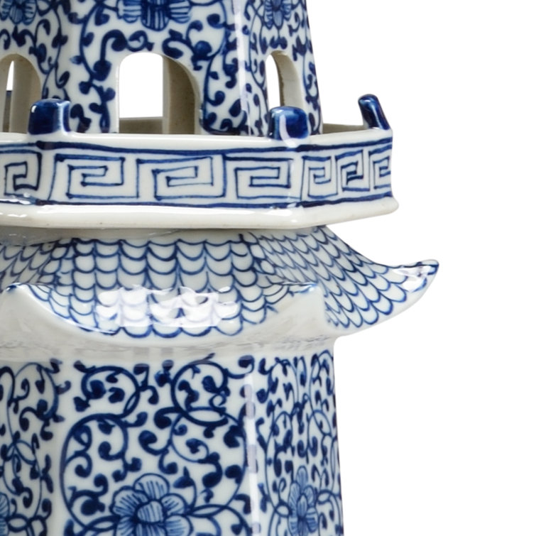 Chelsea House Canton Pagoda Hand-Painted Ceramic Figurine
