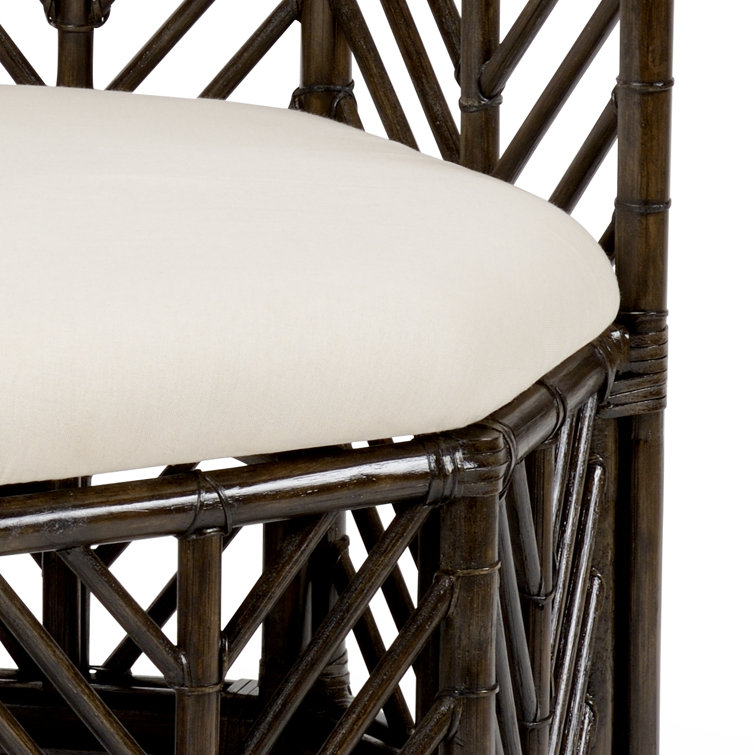 Black Bamboo Barrel Chair with Off-White Cushion