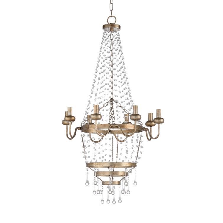 Ansley Antique Silver Leaf 8-Light Crystal Empire Chandelier