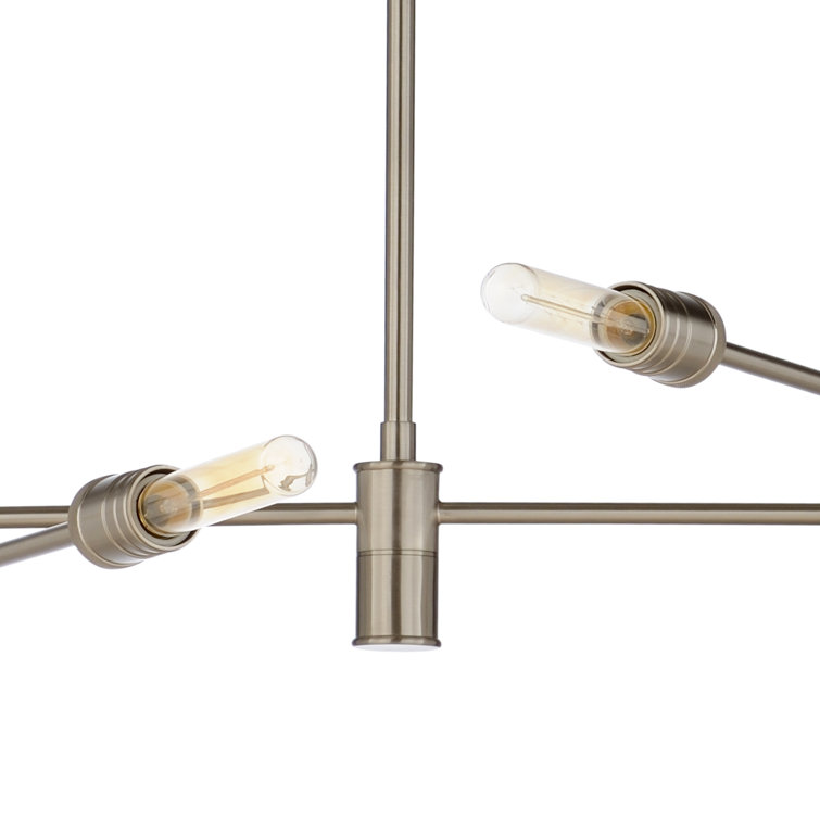Pluton Brushed Nickel 6-Light Sputnik Modern Linear Chandelier