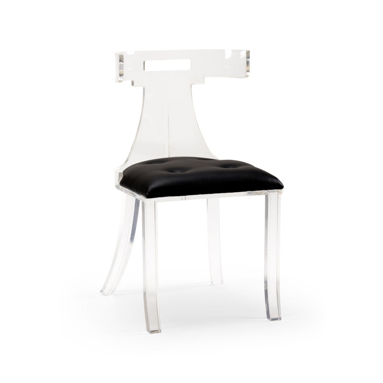 Elsa Black Leather and Acrylic Side Chair