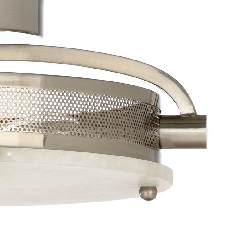 Elegant Alabaster 2-Light Flush Mount in Brushed Nickel