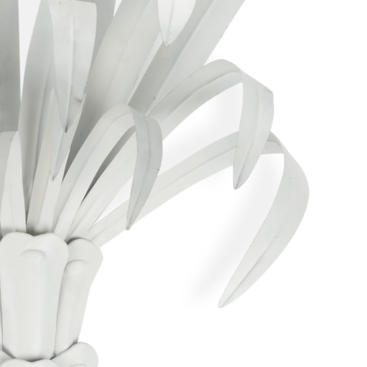 92'' White Metal Faux Palm Tree Sculpture