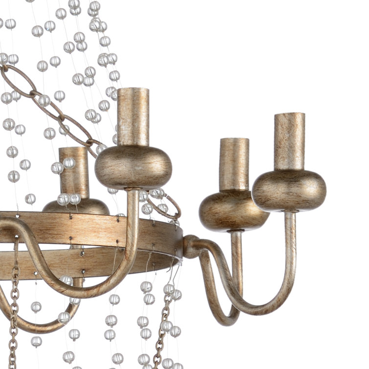 Ansley Antique Silver Leaf 8-Light Crystal Empire Chandelier