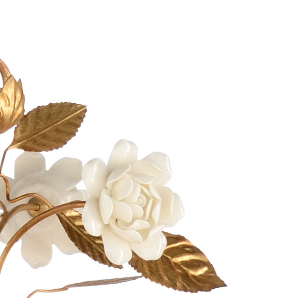 Chelsea House Queensland 27" White Ceramic Rose Chandelier with Gold Leaf