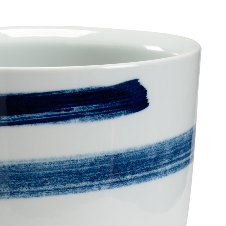 Essex White and Blue Ceramic Pot Planter, 9.75"
