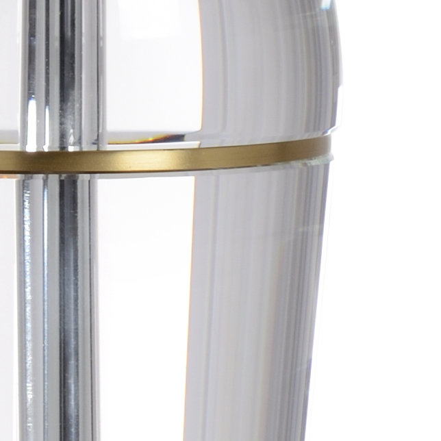 Clear Crystal and Brass Table Lamp with Off-White Silk Shade