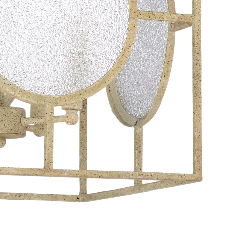Aged White Mini Chandelier with Clear Crackle Glass