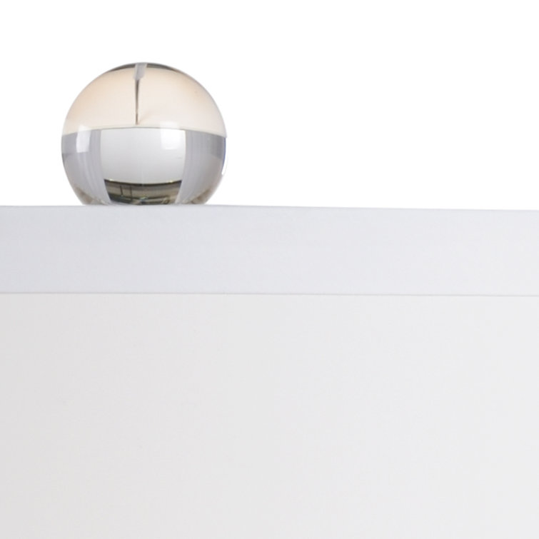 Clear Crystal and Brass Table Lamp with Off-White Silk Shade