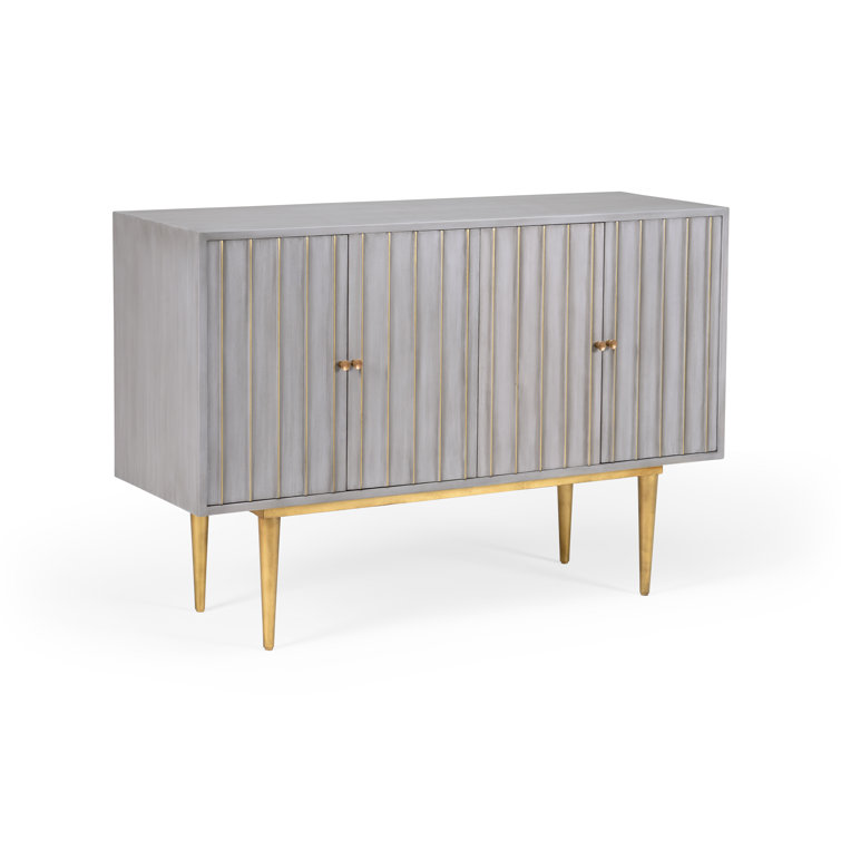 Delphine Antique Gold Leaf Accented Gray 54'' Sideboard