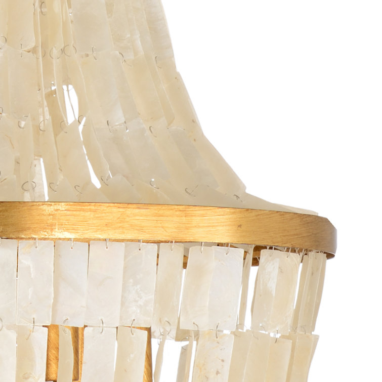 Antique Gold Leaf Empire Chandelier with White Capiz Shells