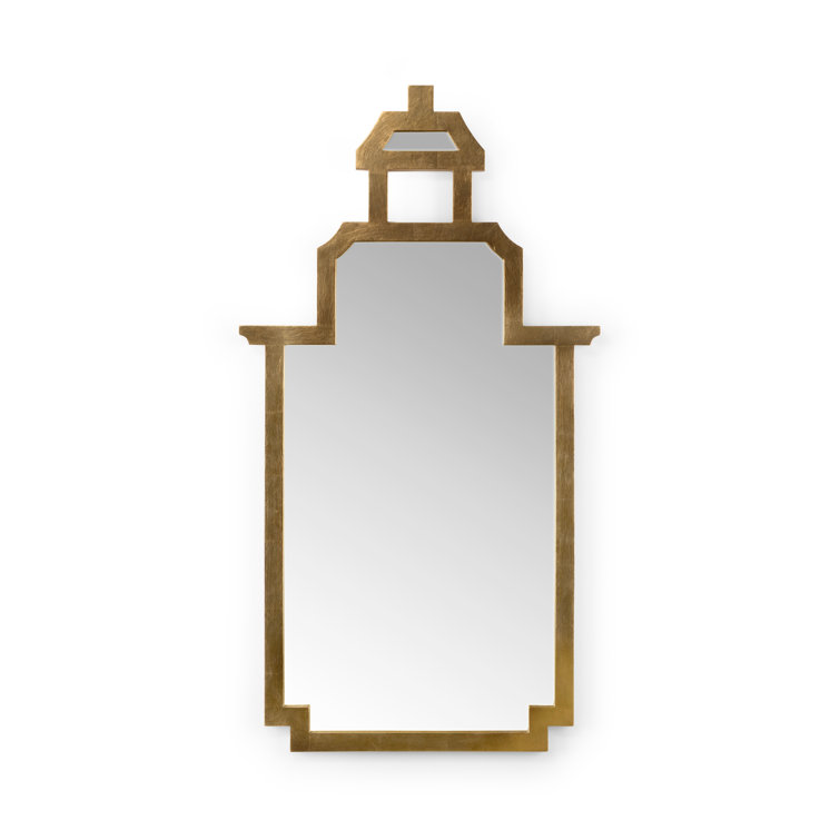 Antique Gold Leaf 28" Wood Pagoda Wall Mirror