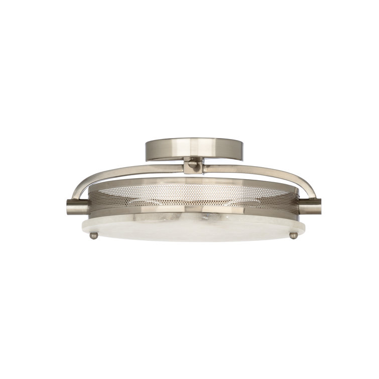 Elegant Alabaster 2-Light Flush Mount in Brushed Nickel