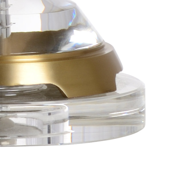 Clear Crystal and Brass Table Lamp with Off-White Silk Shade