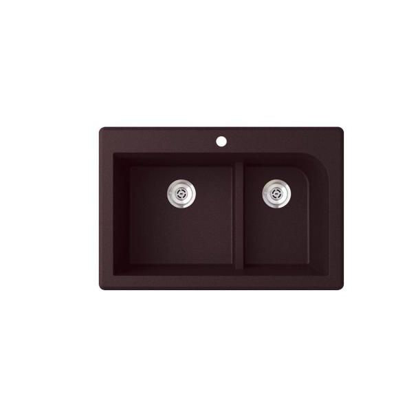 Espresso Granite Composite Double Bowl Drop-In Kitchen Sink