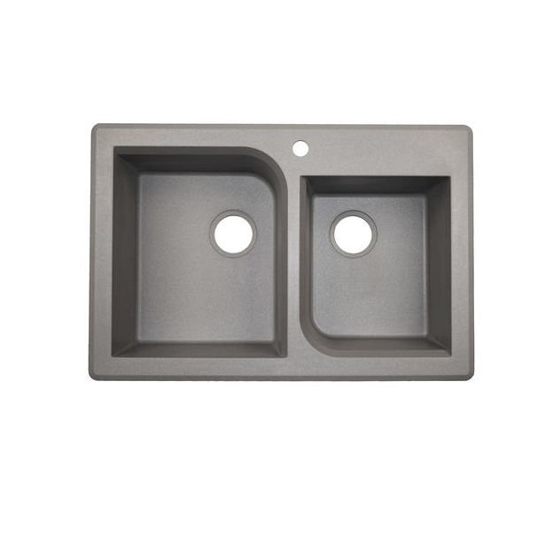 33'' Matte Gray Granite Composite Double Bowl Kitchen Sink