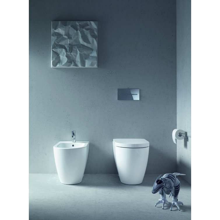 White Vitreous China Elongated One-Piece Dual Flush Toilet