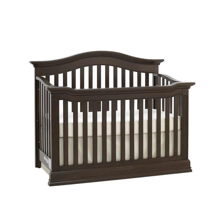 Espresso Wood 4-in-1 Convertible Crib with Arched Headboard