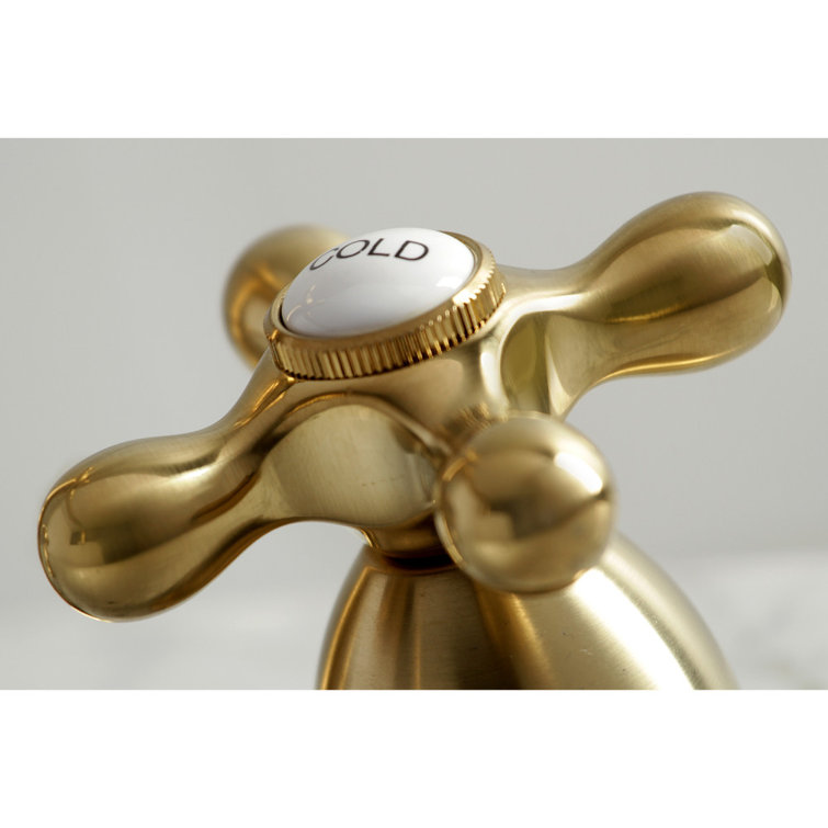 Heritage Brushed Brass 8" Widespread Bathroom Faucet with Pop-Up Drain