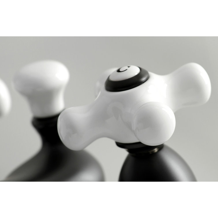 Matte Black and White Brass Traditional Bathroom Faucet