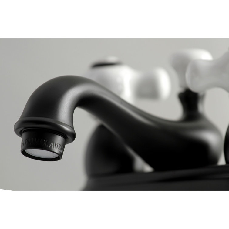 Matte Black and White Brass Traditional Bathroom Faucet