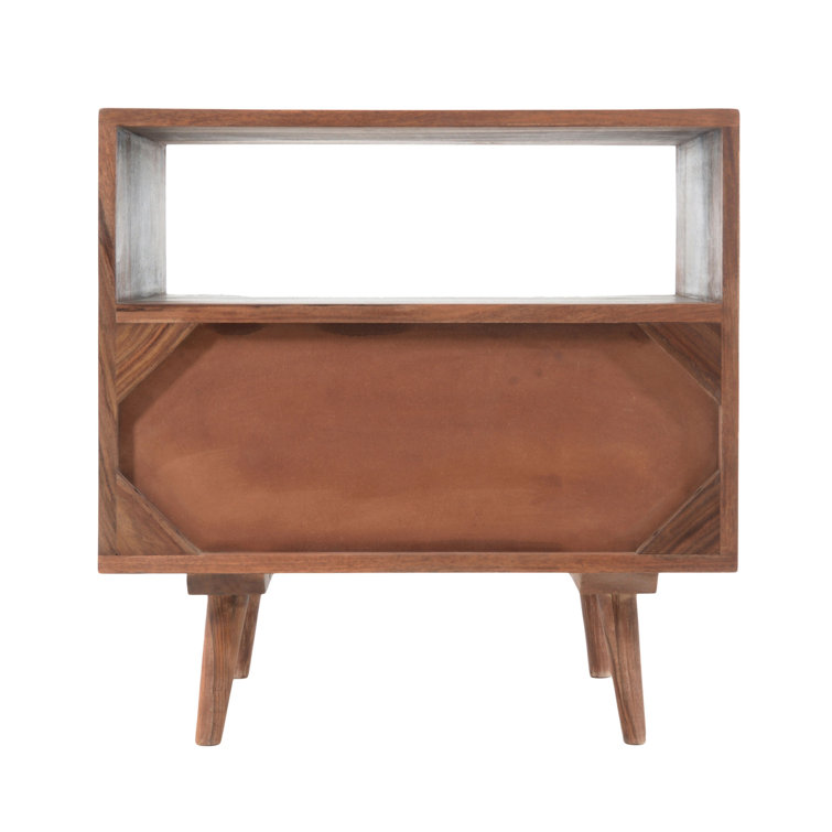 Mid-Century Sheesham Wood 22" Brown Nightstand with Drawer