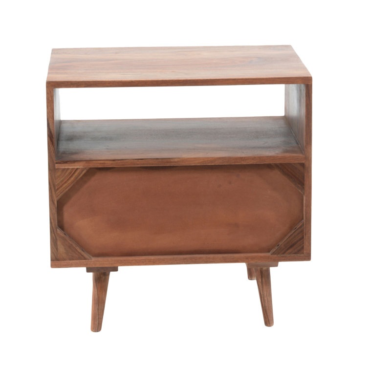 Mid-Century Sheesham Wood 22" Brown Nightstand with Drawer
