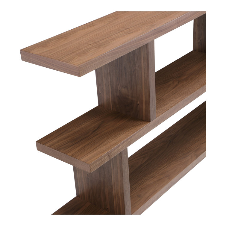 Walnut MDF 3-Tier Horizontal Wide Bookcase