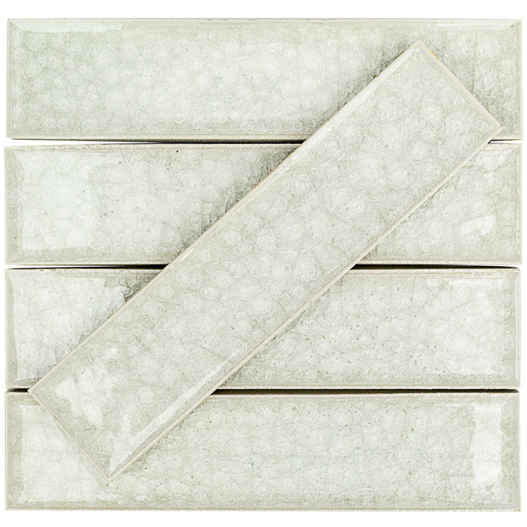 Graeco 2" x 8" Polished White Glass Subway Wall Tile