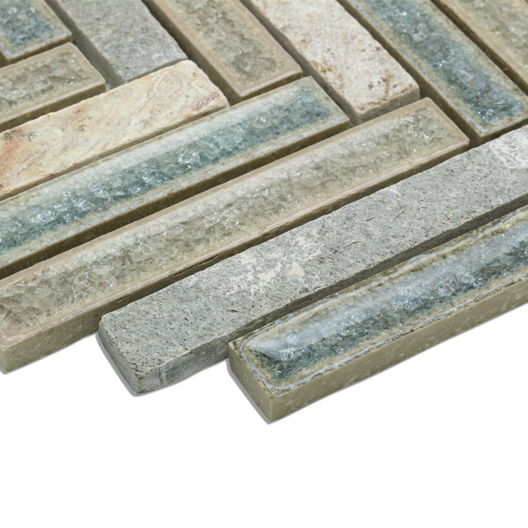Roman 10'' x 11'' Marble Herringbone Mosaic Wall Tile