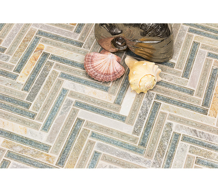 Roman 10'' x 11'' Marble Herringbone Mosaic Wall Tile