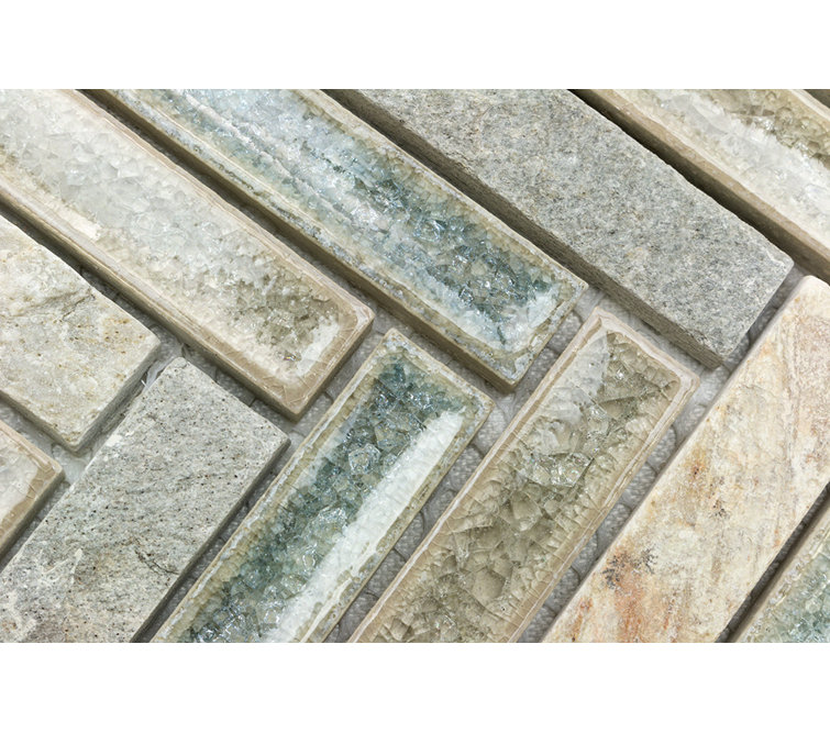 Roman 10'' x 11'' Marble Herringbone Mosaic Wall Tile