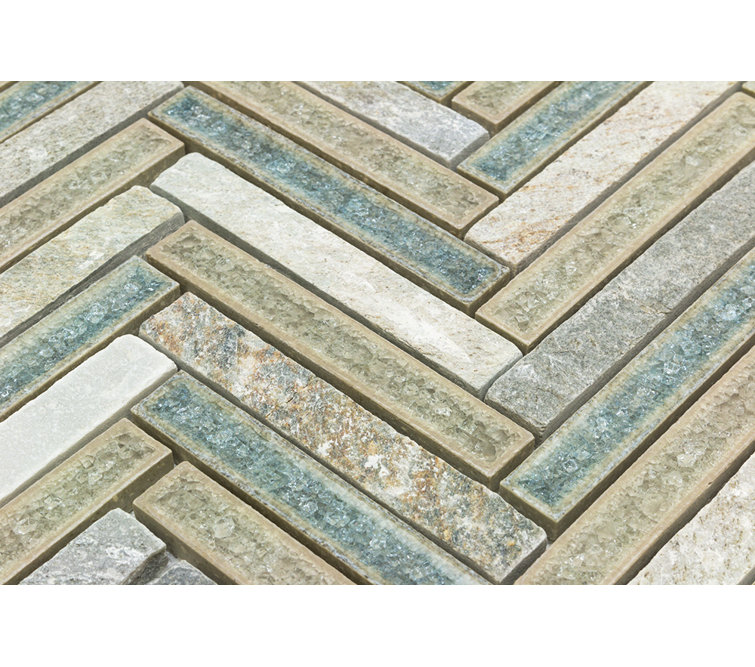 Roman 10'' x 11'' Marble Herringbone Mosaic Wall Tile