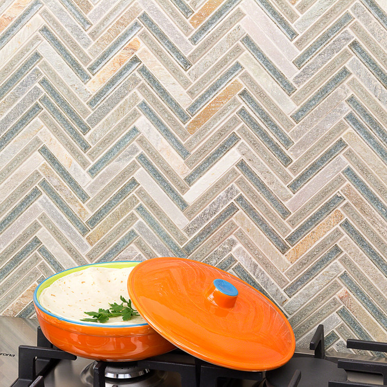 Roman 10'' x 11'' Marble Herringbone Mosaic Wall Tile