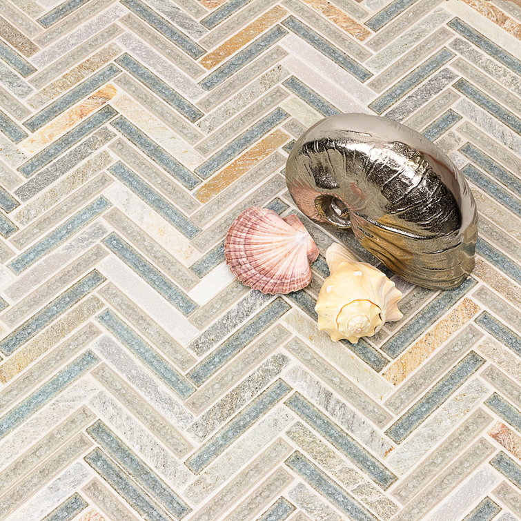 Roman 10'' x 11'' Marble Herringbone Mosaic Wall Tile