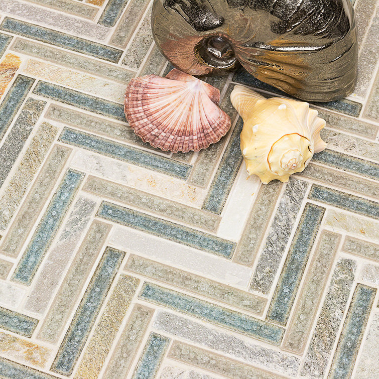 Roman 10'' x 11'' Marble Herringbone Mosaic Wall Tile