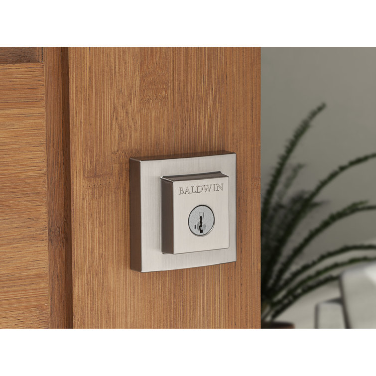 Satin Nickel Square Single Cylinder Deadbolt with Smart Key