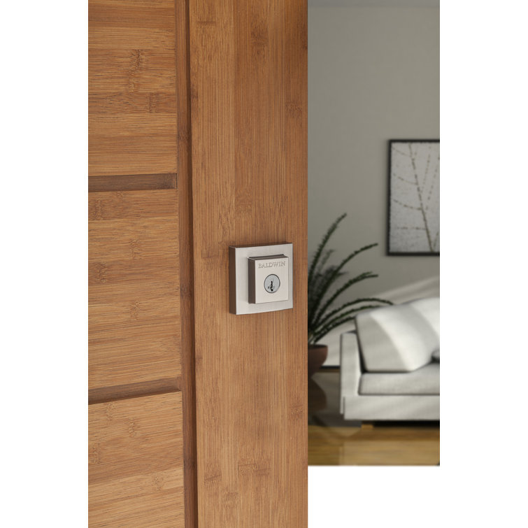 Satin Nickel Square Single Cylinder Deadbolt with Smart Key