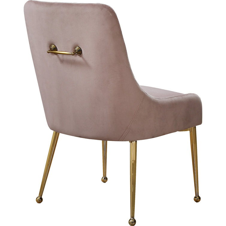 Owen Pink Velvet 21" Upholstered Side Chair with Gold Metal Legs