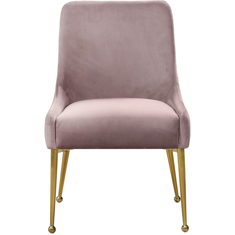 Owen Pink Velvet 21" Upholstered Side Chair with Gold Metal Legs