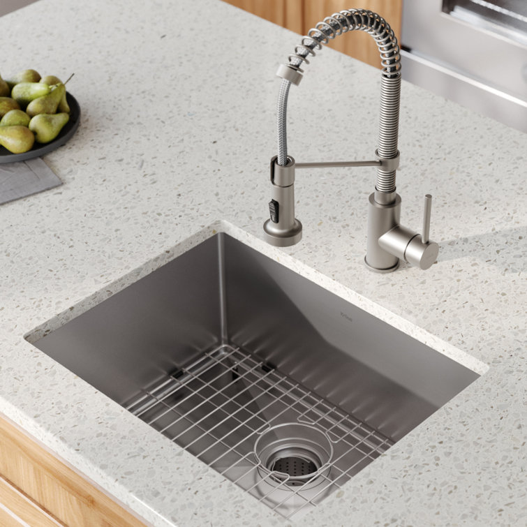 23" Matte Black Stainless Steel Undermount Kitchen Sink with Faucet