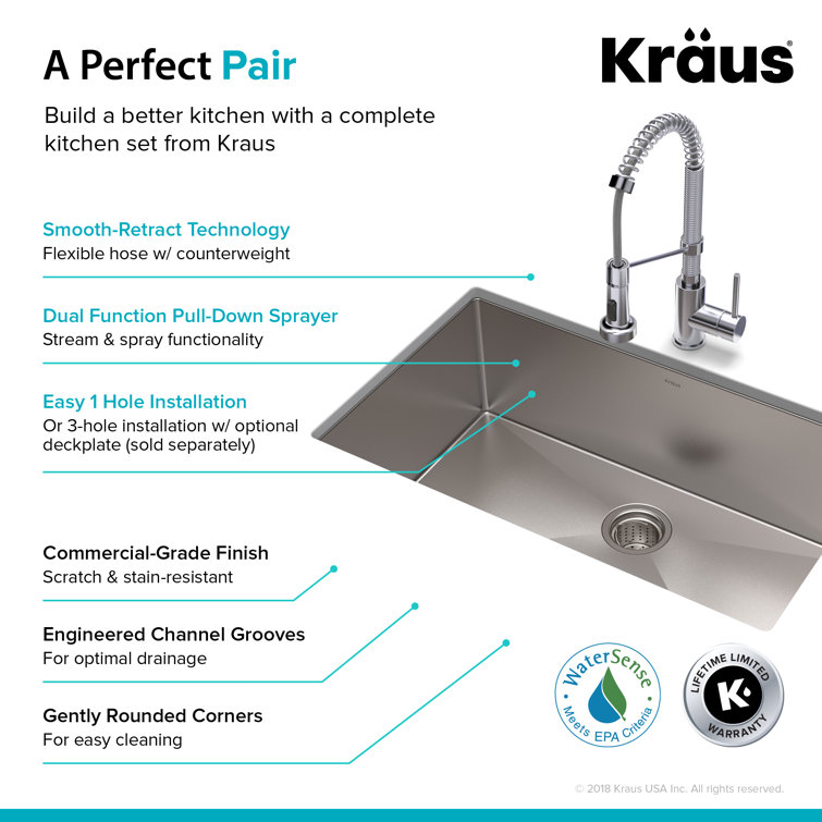 30-Inch Satin Stainless Steel Undermount Kitchen Sink with Faucet and Accessories