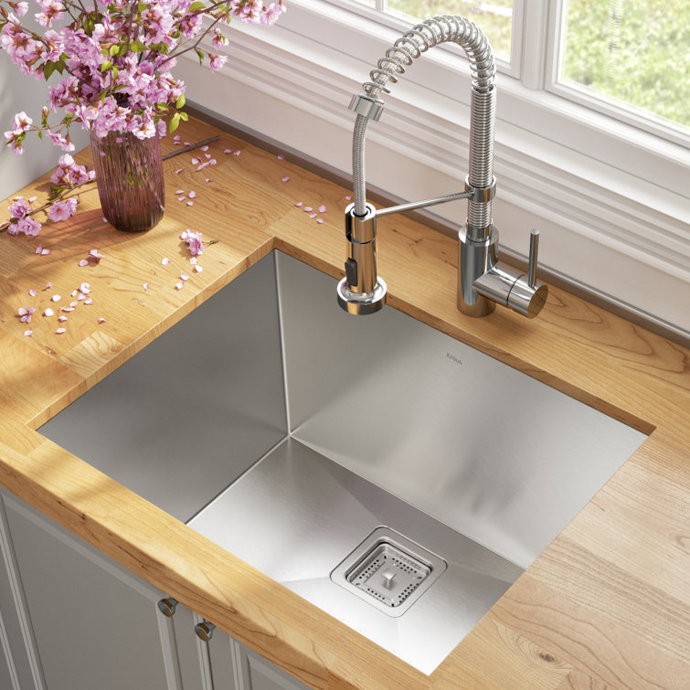 24" Matte Black Stainless Steel Undermount Kitchen Sink with Faucet