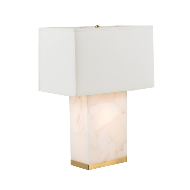 Alabaster Maxx Table Lamp with Sea Salt Linen Shade and Stained Gold Finish