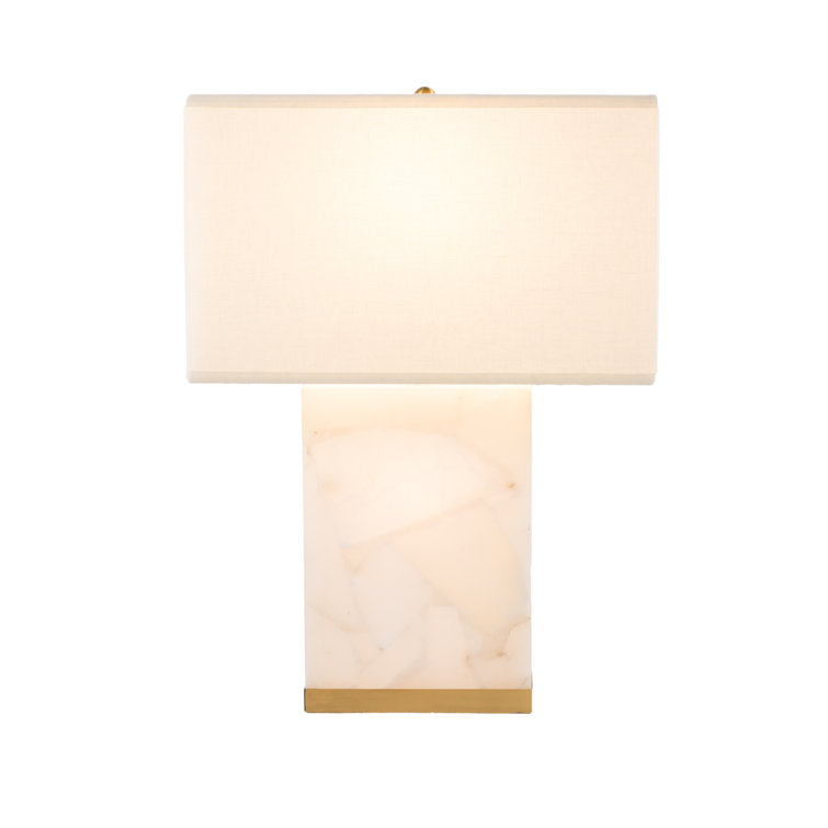 Alabaster Maxx Table Lamp with Sea Salt Linen Shade and Stained Gold Finish