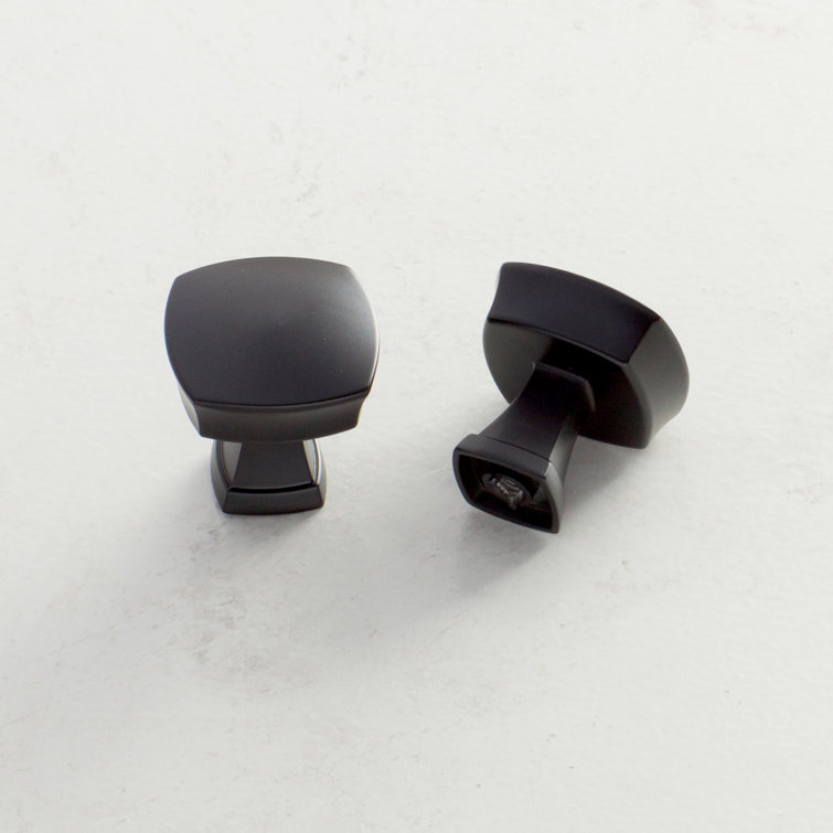 Matte Black Square Cabinet Knob with Mounting Hardware
