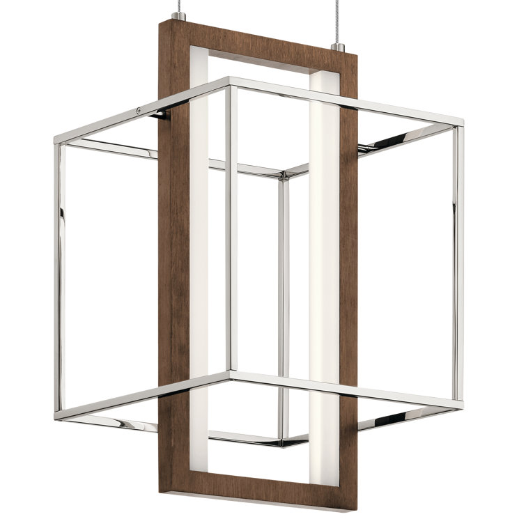 Viho Square Polished Nickel 42" LED Pendant with Frosted Acrylic