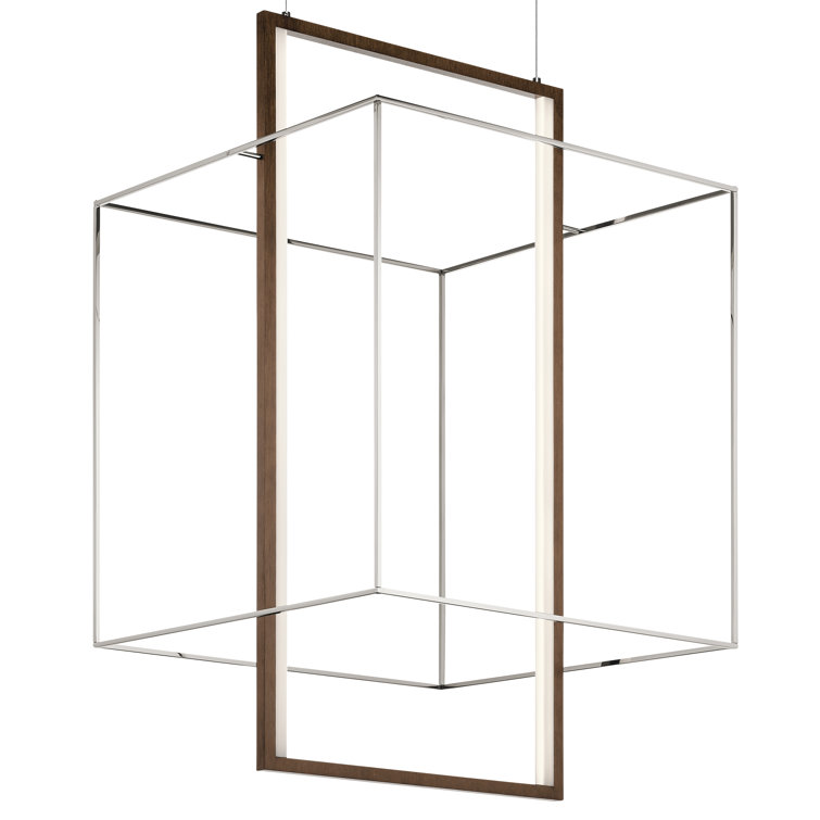 Viho Square Polished Nickel 42" LED Pendant with Frosted Acrylic