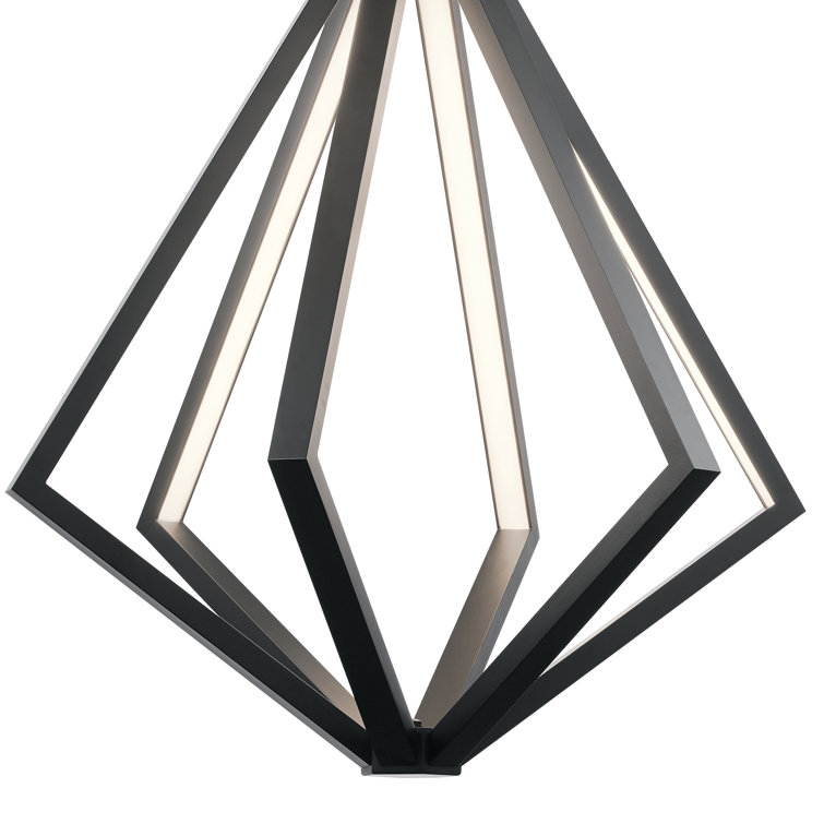 Everest Matte Black 6-Light LED Chandelier with Etched Acrylic