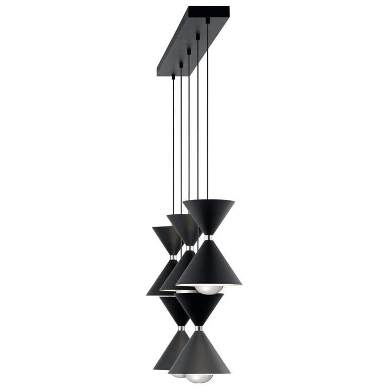 Kordan Matte Black 5-Light LED Linear Chandelier with Clear Shade